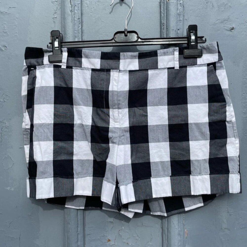 Ann Taylor Loft  shorts Black White Oversize Plaid check, size 10